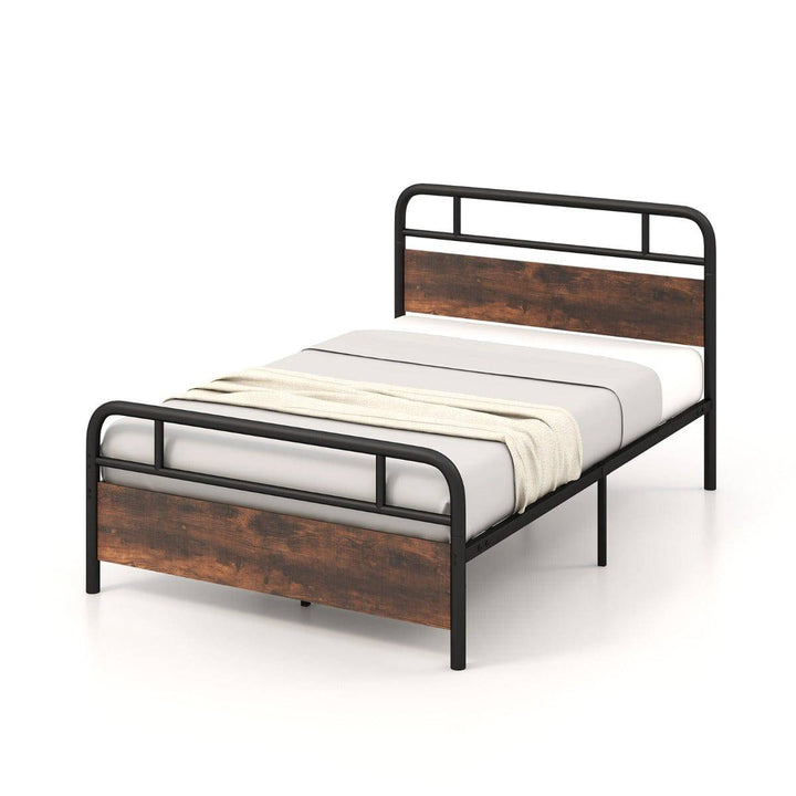 Single/Double/King Bed Frame with Industrial Headboard Double Size Double - TidySpaces