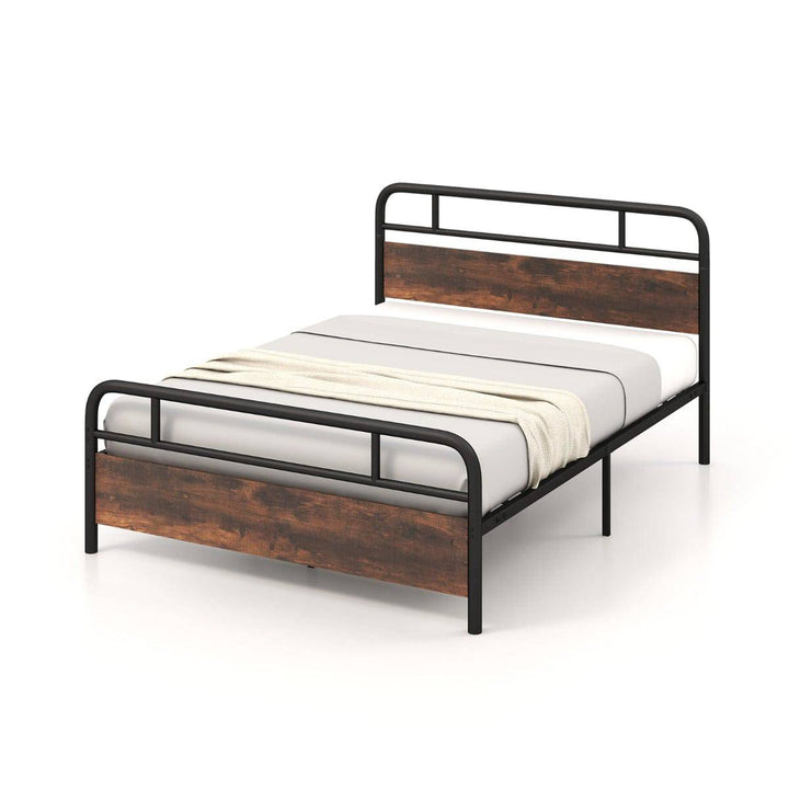 Single/Double/King Bed Frame with Industrial Headboard Double Size King - TidySpaces