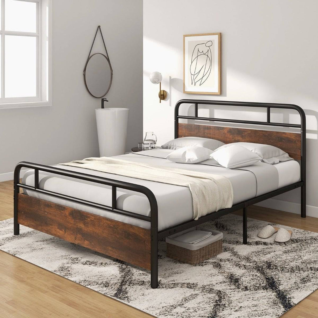 Single/Double/King Bed Frame with Industrial Headboard Double Size - TidySpaces