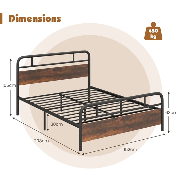 Single/Double/King Bed Frame with Industrial Headboard Double Size - TidySpaces