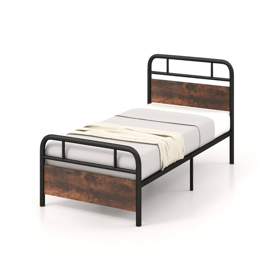 Single/Double/King Bed Frame with Industrial Headboard Double Size Single - TidySpaces