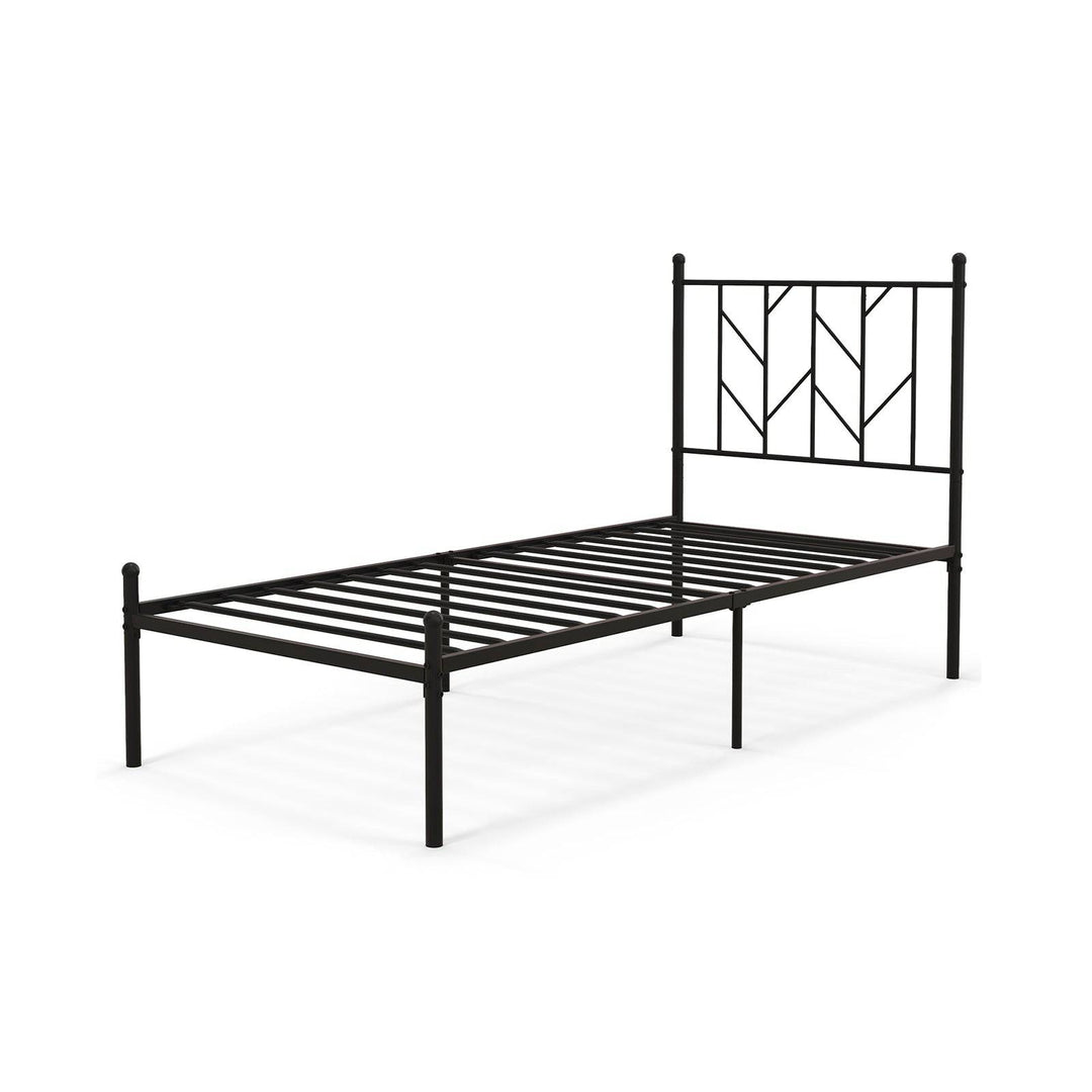 Single/Double Metal Platform Bed Frame with Headboard Black Double Size - TidySpaces