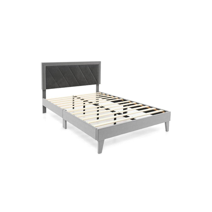 Single/Double Platform Bed with High Headboard & 12 Wooden Slats - TidySpaces