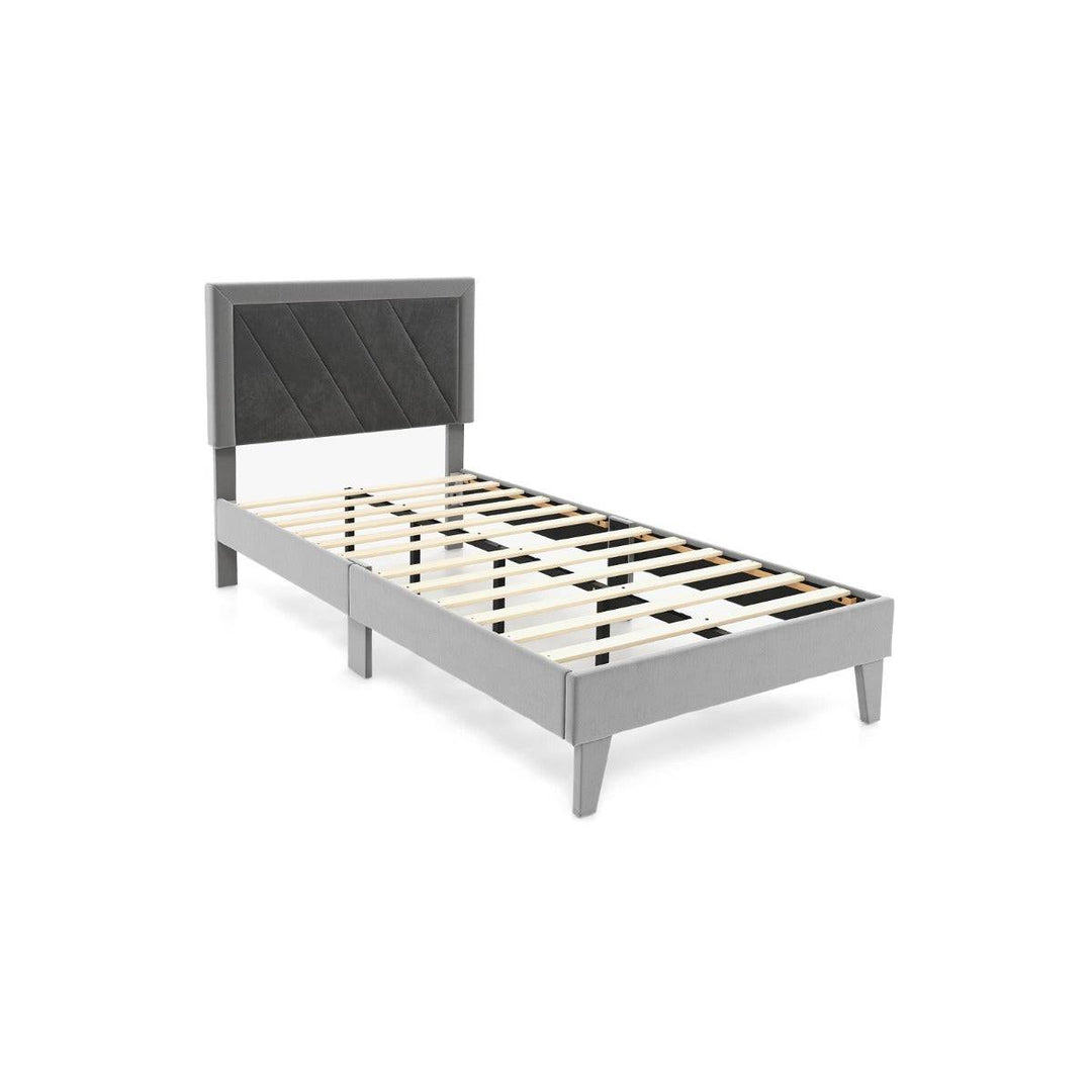 Single/Double Platform Bed with High Headboard & 12 Wooden Slats - TidySpaces