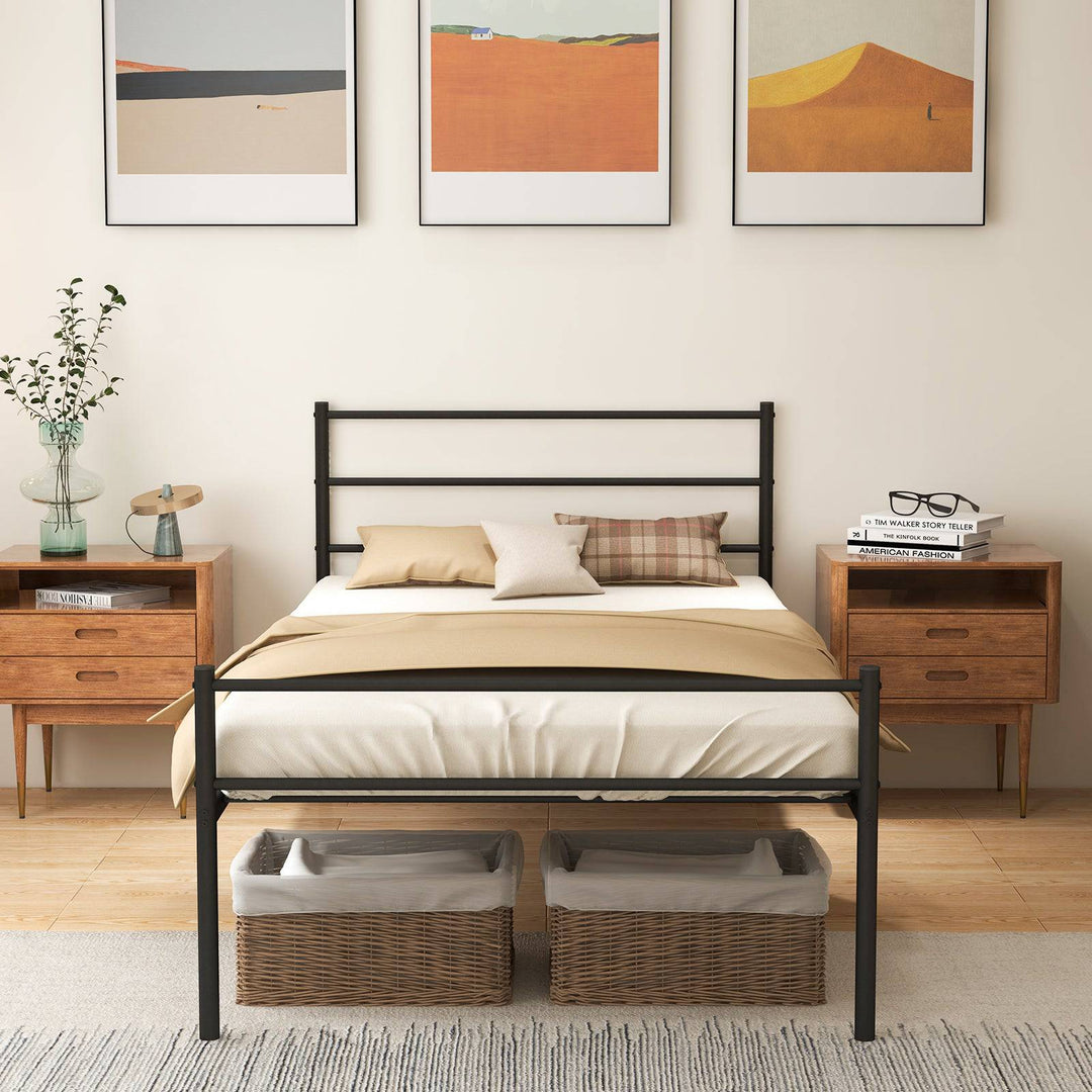 Single Metal Bed Frame with Metal Slats - TidySpaces