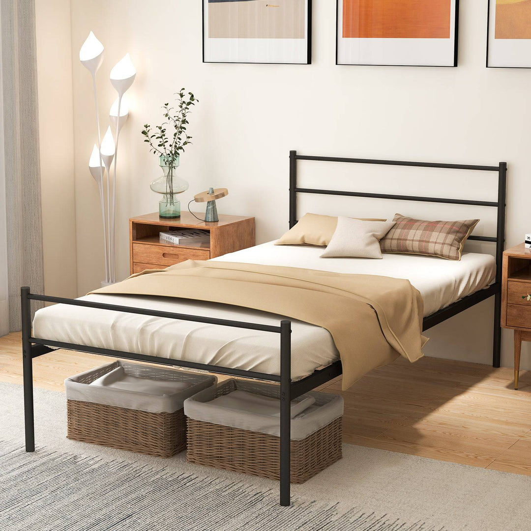 Single Metal Bed Frame with Metal Slats - TidySpaces