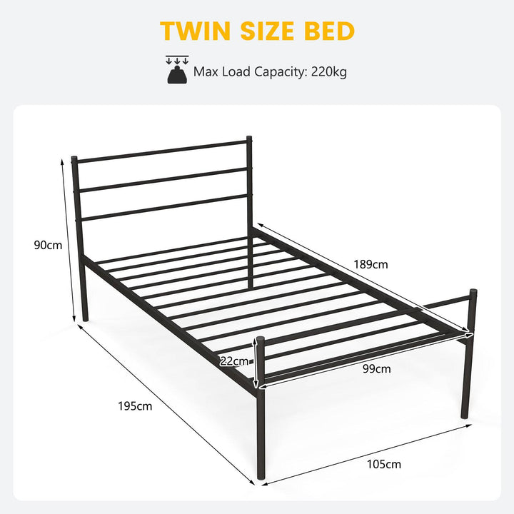 Single Metal Bed Frame with Metal Slats - TidySpaces