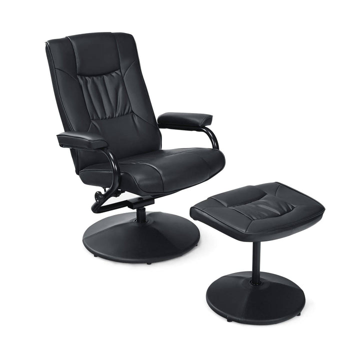 Swivel Recliner Chair with Footstool and Adjustable Backrest Black - TidySpaces