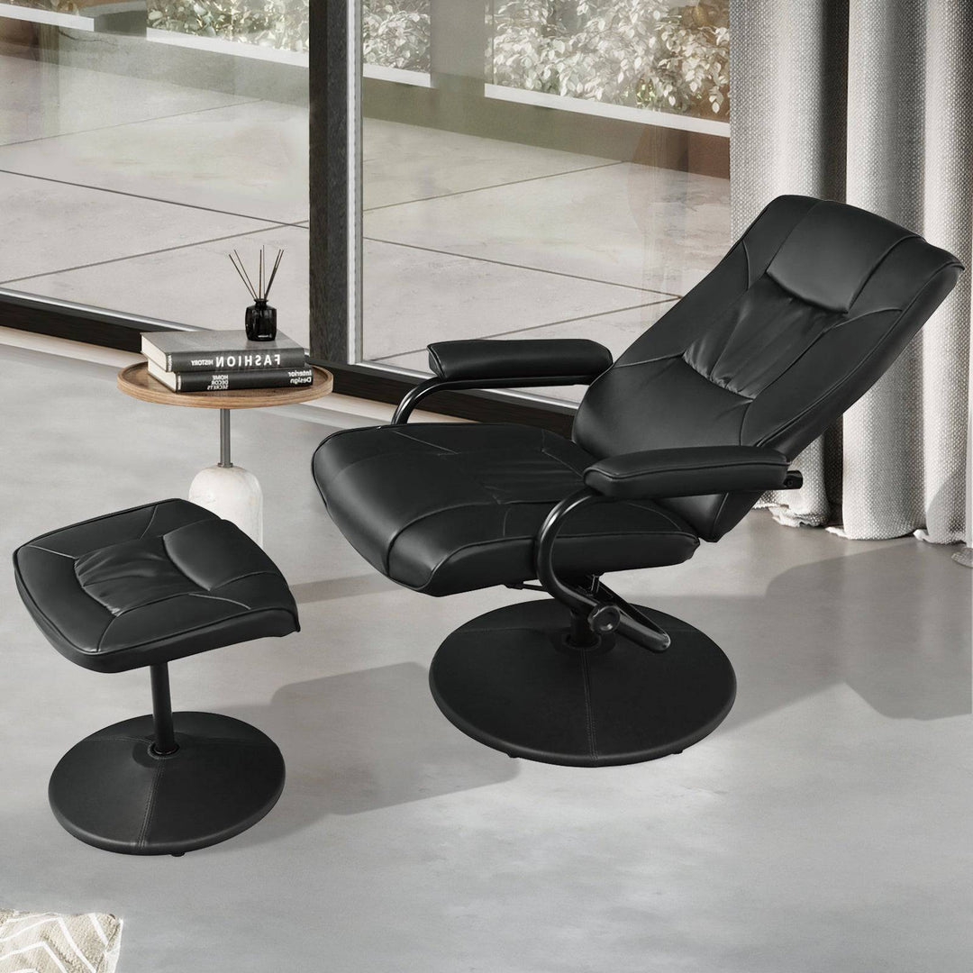 Swivel Recliner Chair with Footstool and Adjustable Backrest - TidySpaces