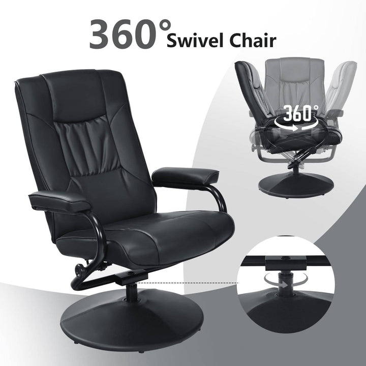 Swivel Recliner Chair with Footstool and Adjustable Backrest - TidySpaces