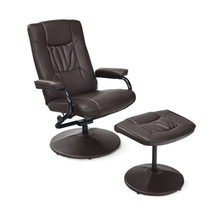 Swivel Recliner Chair with Footstool and Adjustable Backrest Brown - TidySpaces