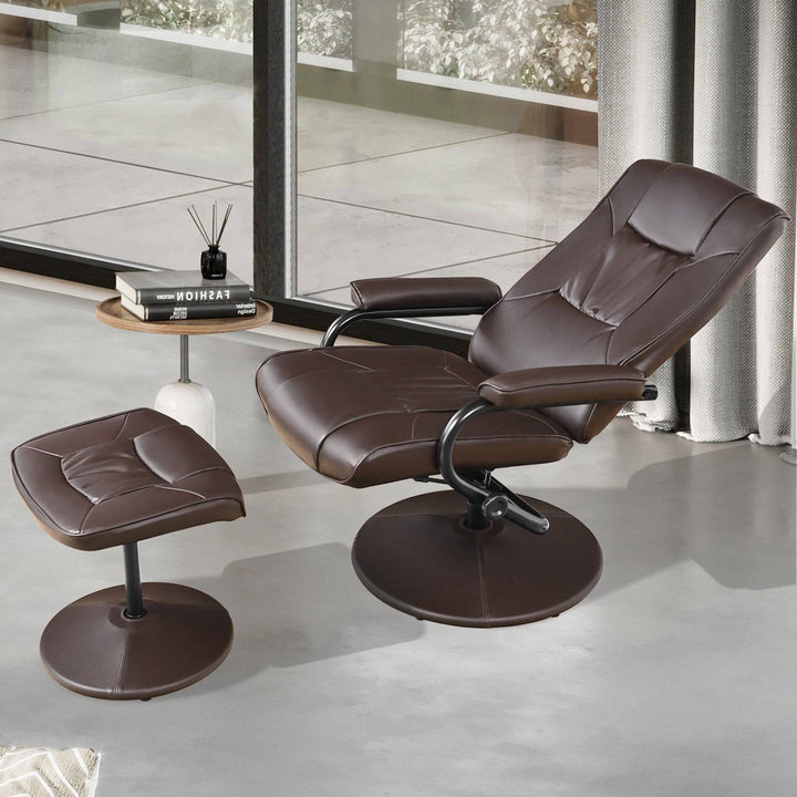 Swivel Recliner Chair with Footstool and Adjustable Backrest - TidySpaces