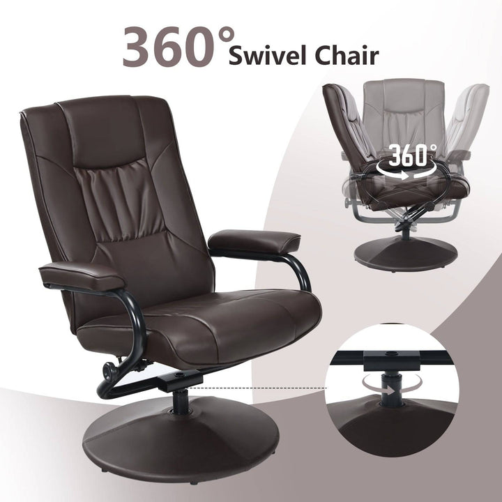 Swivel Recliner Chair with Footstool and Adjustable Backrest - TidySpaces