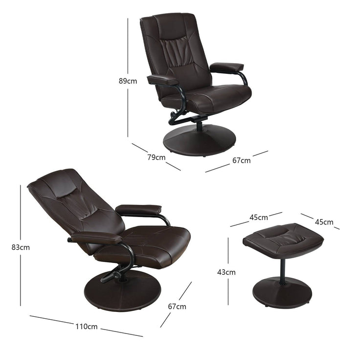 Swivel Recliner Chair with Footstool and Adjustable Backrest - TidySpaces