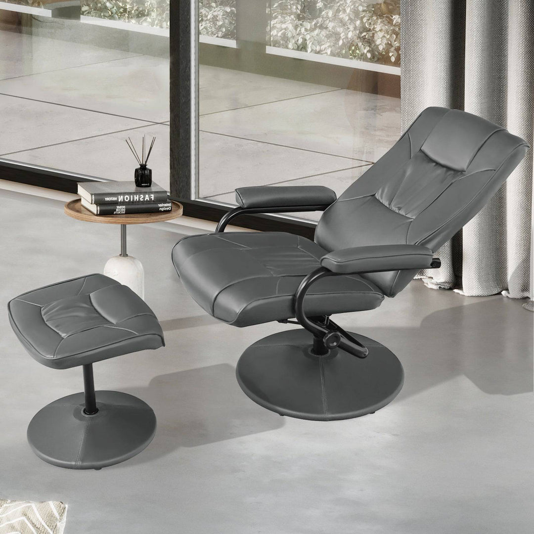 Swivel Recliner Chair with Footstool and Adjustable Backrest - TidySpaces