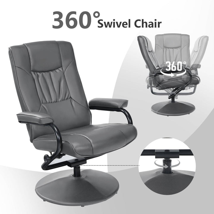 Swivel Recliner Chair with Footstool and Adjustable Backrest - TidySpaces