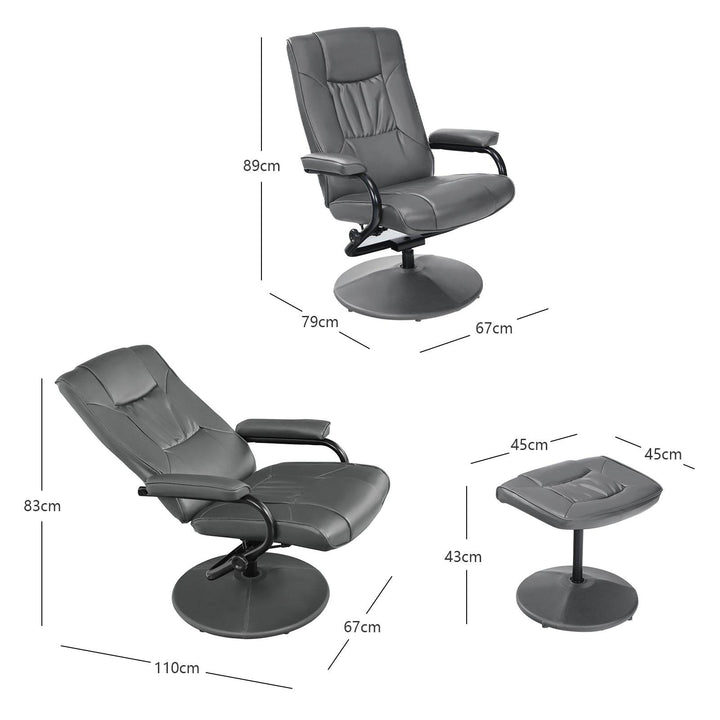 Swivel Recliner Chair with Footstool and Adjustable Backrest - TidySpaces