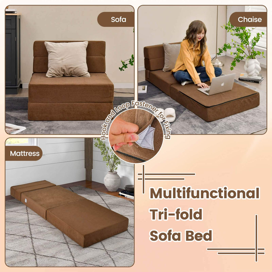 Tri Folding Sofa Bed Convertible Floo Couch - TidySpaces