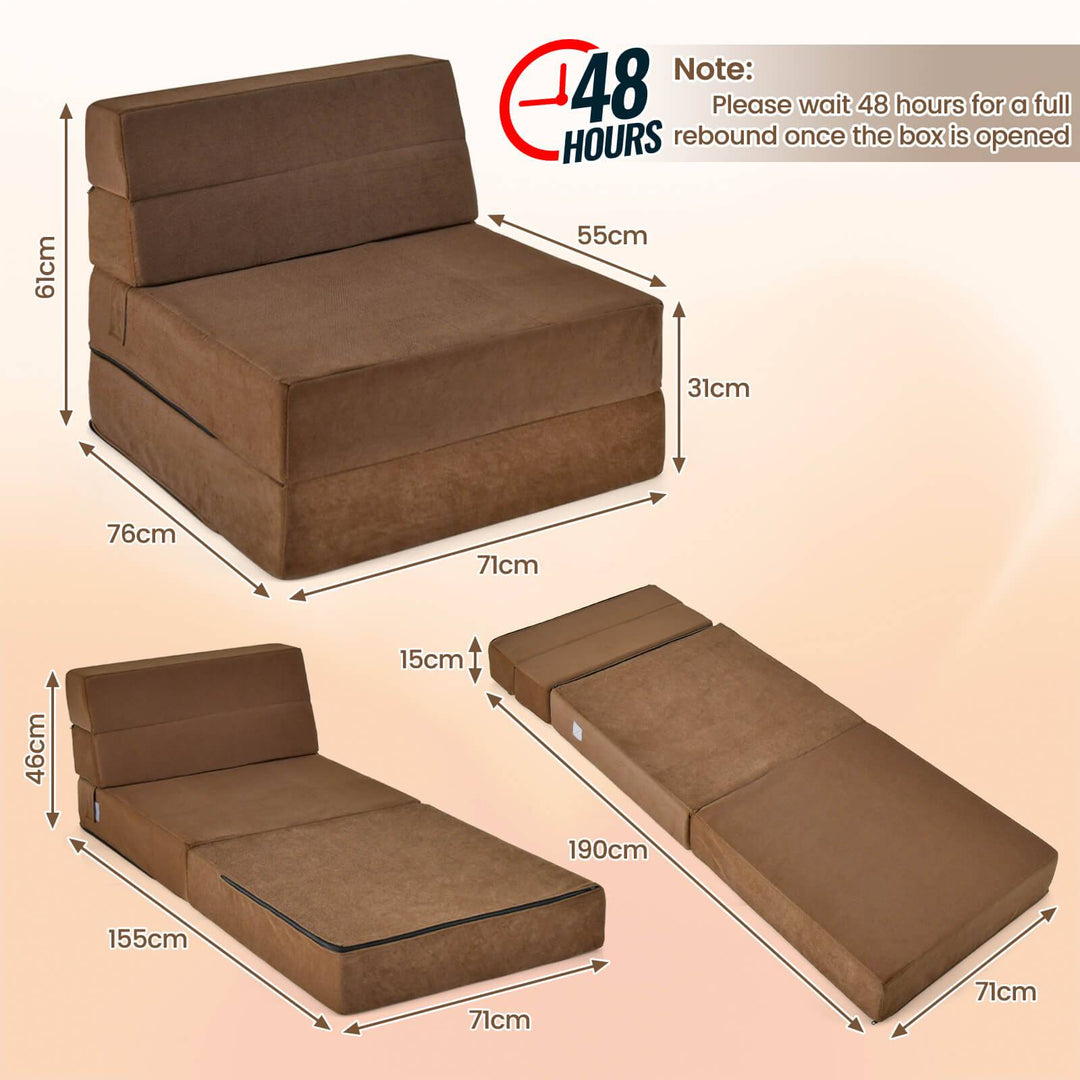 Tri Folding Sofa Bed Convertible Floo Couch - TidySpaces