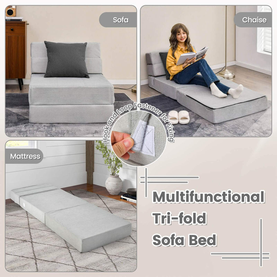 Tri Folding Sofa Bed Convertible Floo Couch - TidySpaces