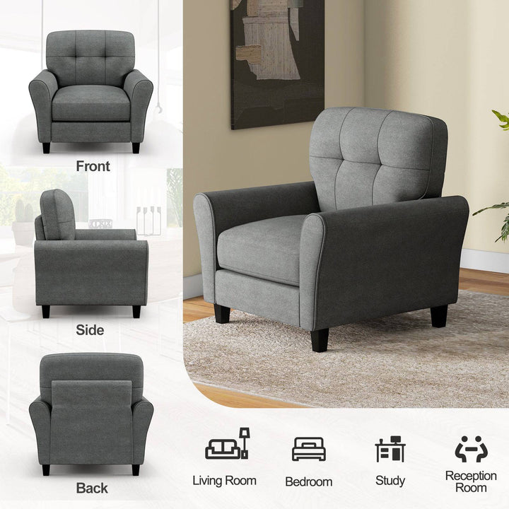 Tufted Upholstered Accent Chair with Removable Back and Seat Cushions - TidySpaces