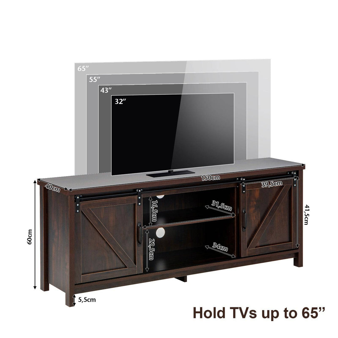 TV Stand with Sliding Barn Doors for TVs up to 65 Inches - TidySpaces