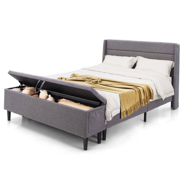 Upholstered Double Bed Frame with Ottoman Bench and Headboard - TidySpaces