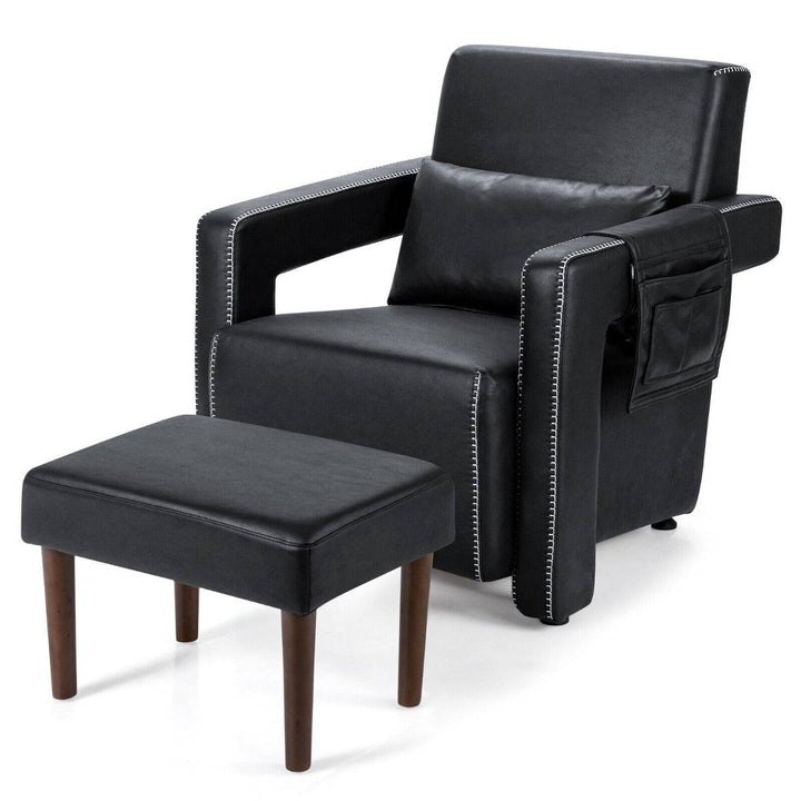 Upholstered Padded Accent Chair with Footstool and Lumbar Pillow - TidySpaces