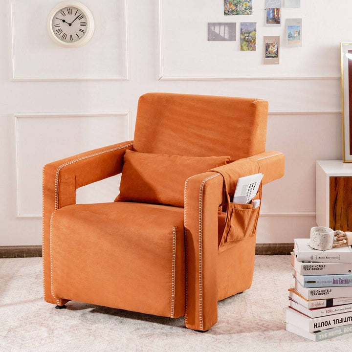 Upholstered Padded Accent Chair with Footstool and Lumbar Pillow - TidySpaces