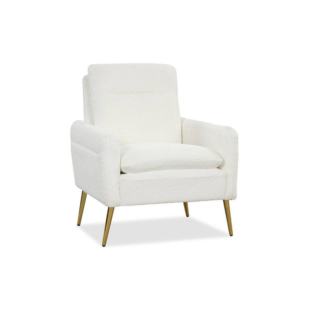 Upholstered Sherpa Armchair with Tapered Metal Legs - TidySpaces