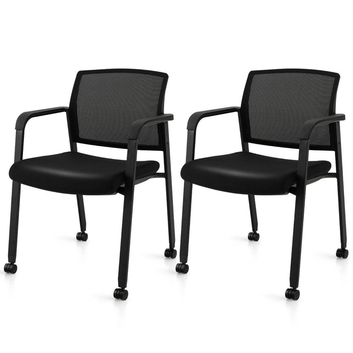 Waiting Room Chairs Set of 2 with Armrests and Wheels - TidySpaces