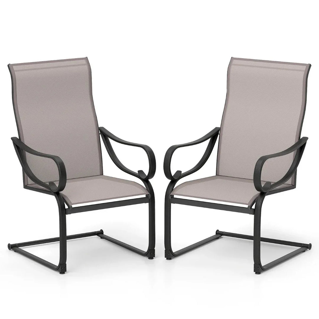 Spring Back Chair Patio Outdoor C-Spring Dining High-Back Chairs Set of 2-Grey – TidySpaces
