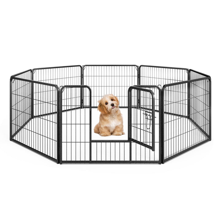 8 Panel 60cm/80cm Height Pen Fence with Lock and Large Door