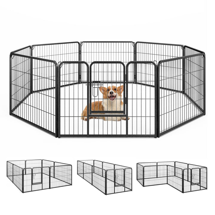 8 Panel 60cm/80cm Height Pen Fence with Lock and Large Door