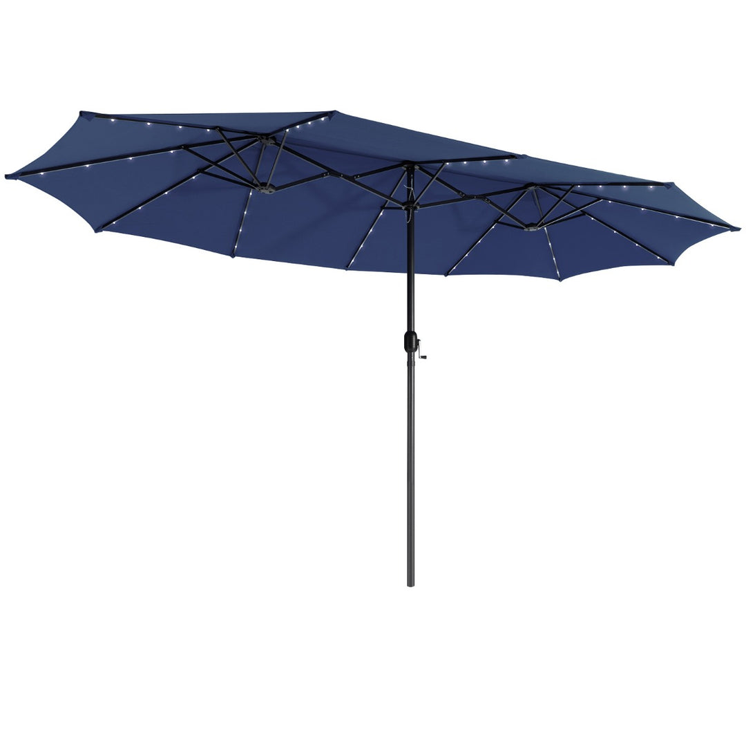 Double Sided Outdoor Market Umbrella with Hand Crank Mechanism