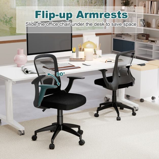 Ergonomic Mesh Office Chair with Adjustable Backrest in Black