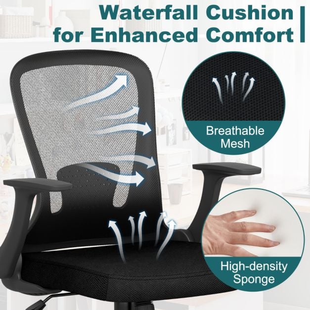 Ergonomic Mesh Office Chair with Adjustable Backrest in Black