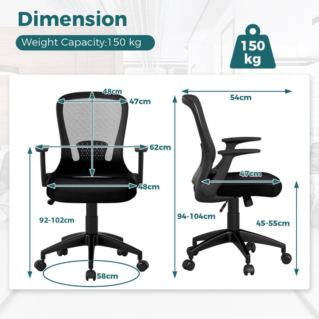 Ergonomic Mesh Office Chair with Adjustable Backrest in Black