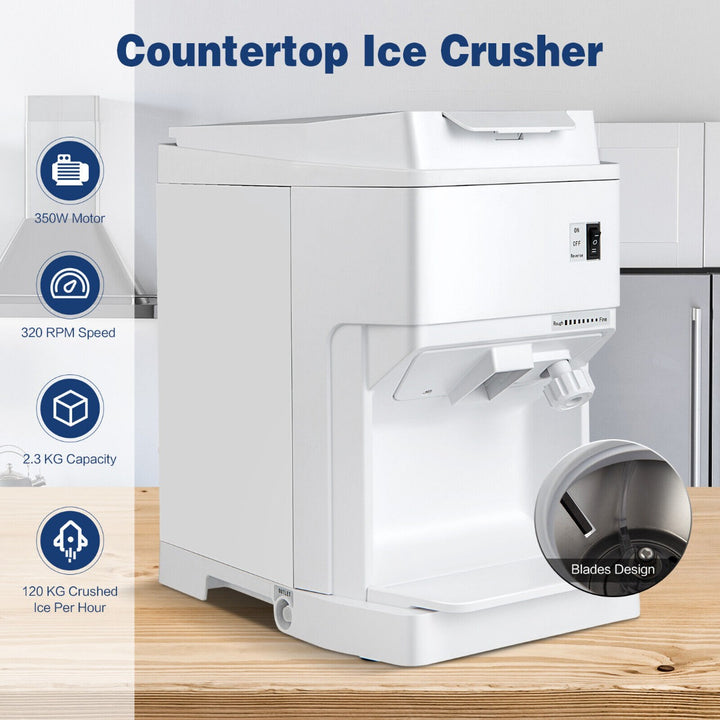 350W  Ice Size Adjustable Commercial Electric Ice Crusher for Home Restaurant-White
