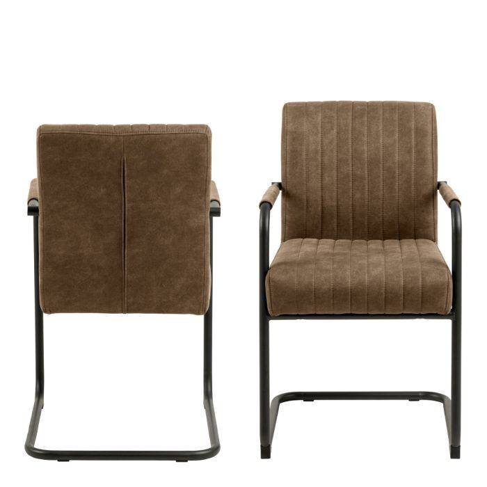 Adele Dining Chair in Light Brown Fabric Set of 2 - TidySpaces