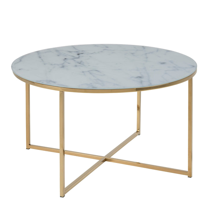 Alisma Round Coffee Table with White Marble Top & Gold Legs - TidySpaces