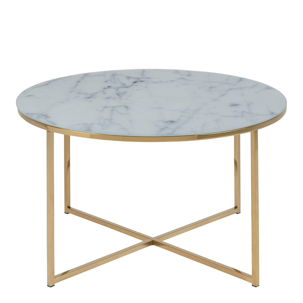 Alisma Round Coffee Table with White Marble Top & Gold Legs - TidySpaces