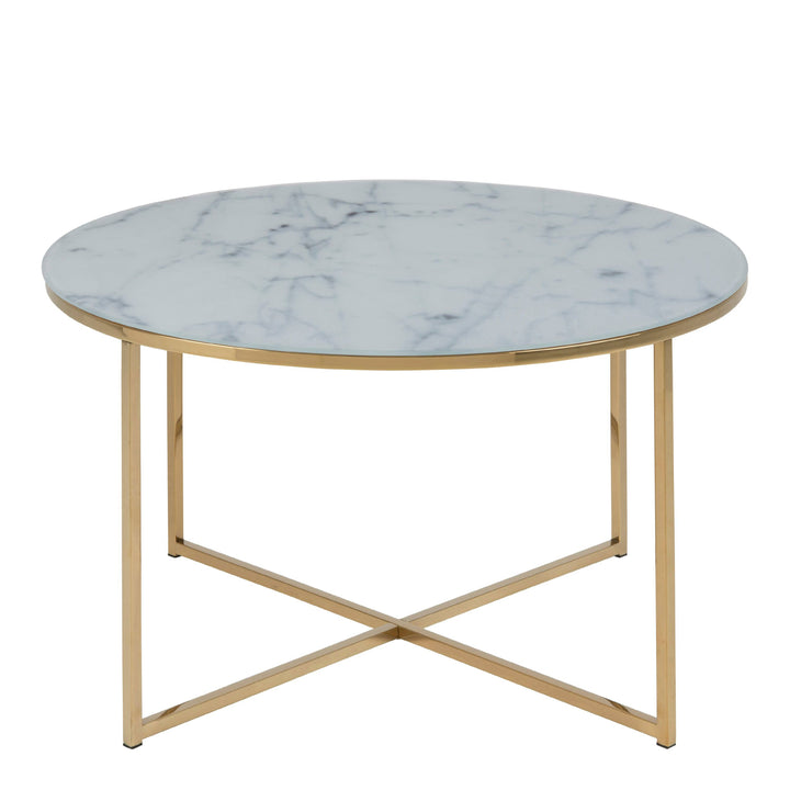 Alisma Round Coffee Table with White Marble Top & Gold Legs - TidySpaces