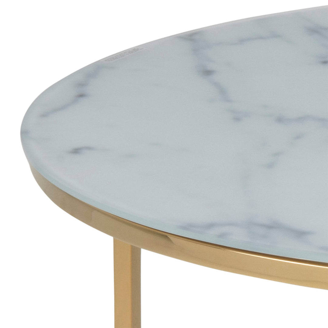 Alisma Round Coffee Table with White Marble Top & Gold Legs - TidySpaces