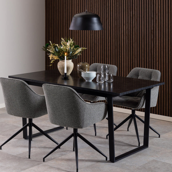 Amble Dining Table with Black Marble Effect - TidySpaces