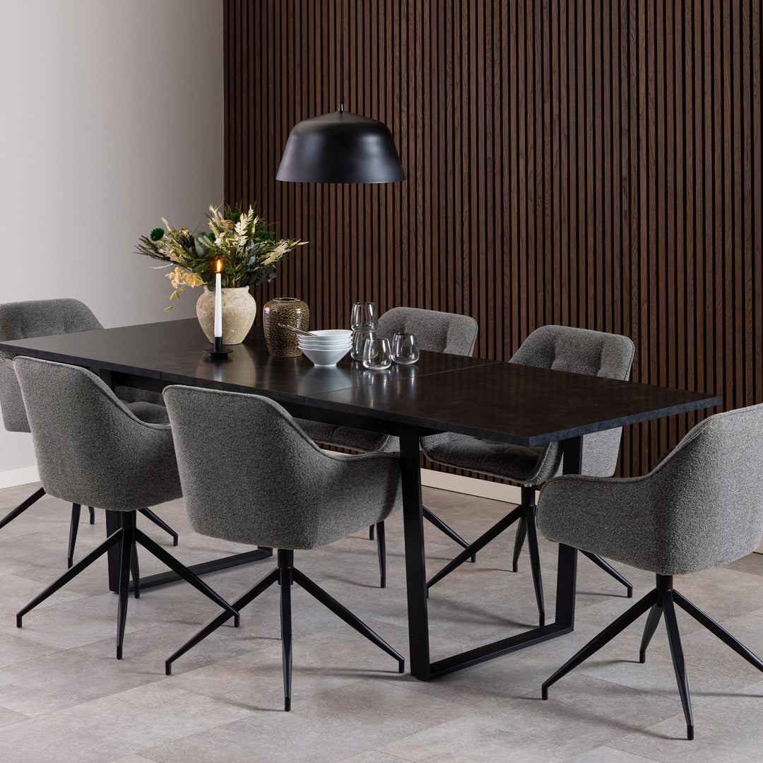 Amble Dining Table with Black Marble Effect - TidySpaces