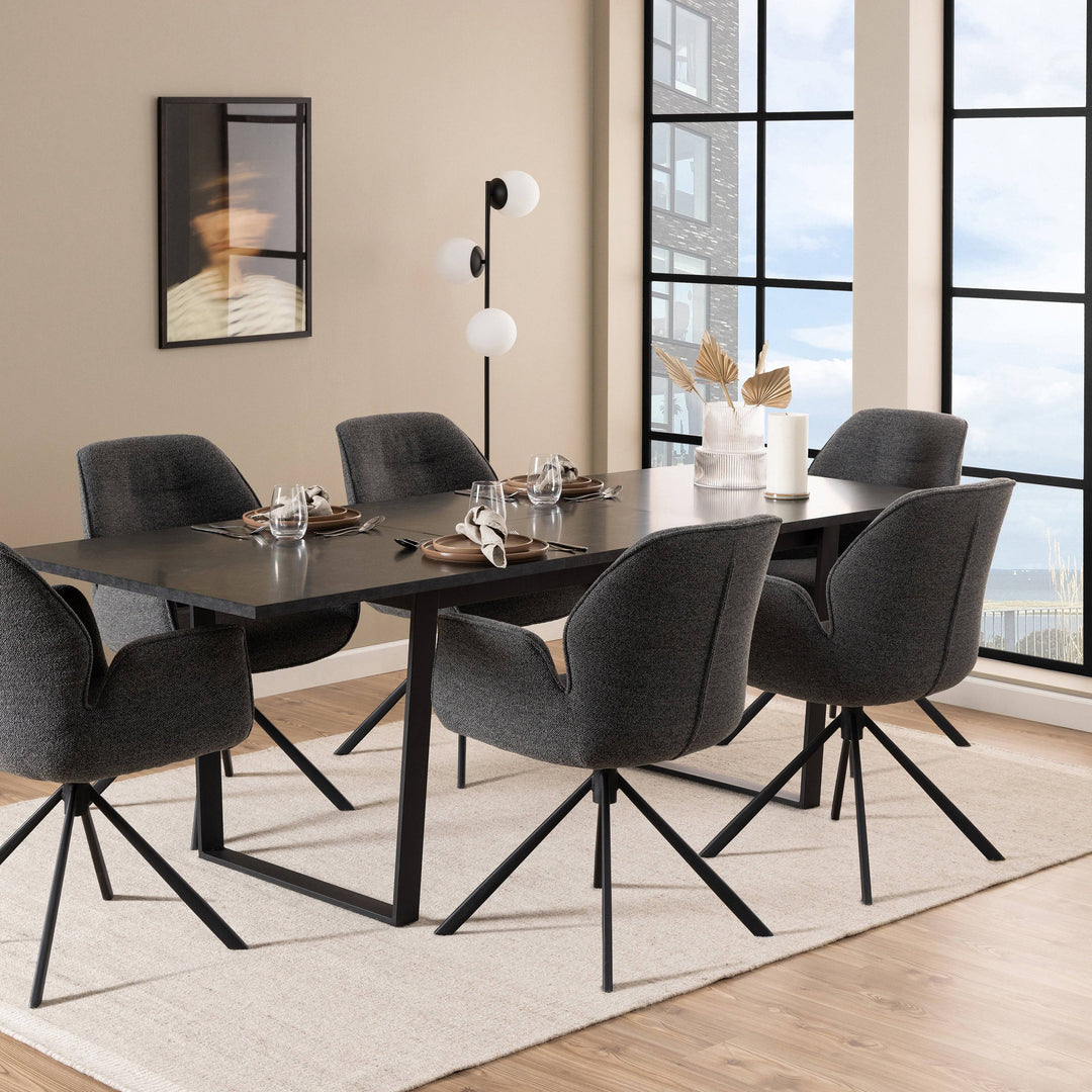 Amble Dining Table with Black Marble Effect - TidySpaces