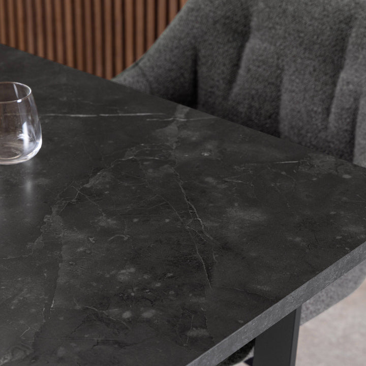 Amble Dining Table with Black Marble Effect - TidySpaces