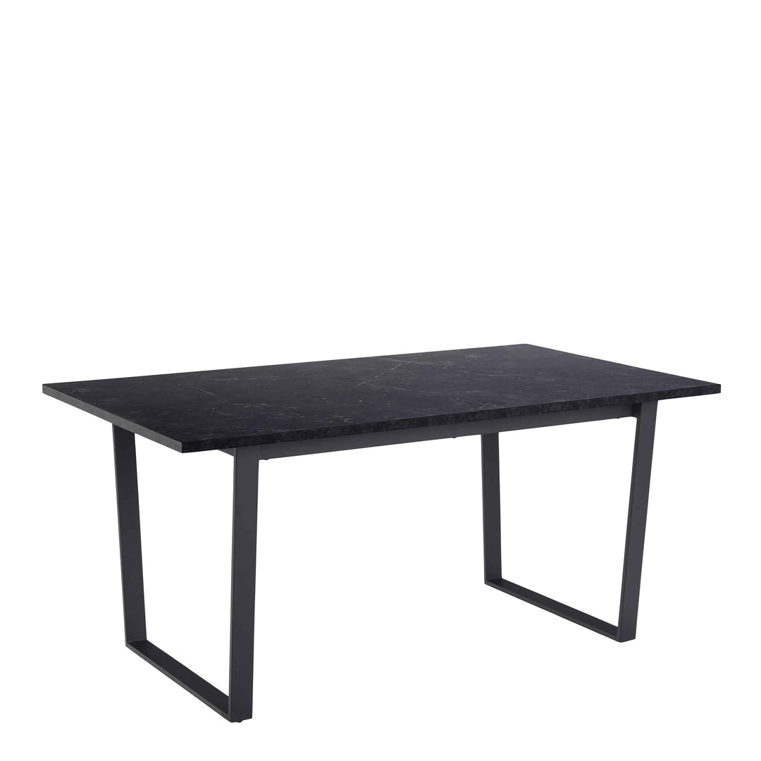 Amble Dining Table with Black Marble Effect Top & Black Legs - TidySpaces