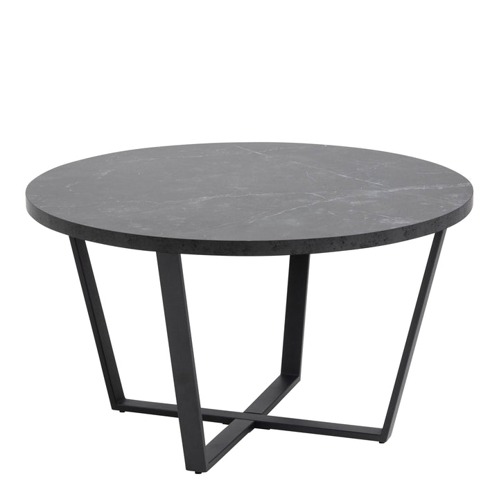 Amble Round Coffee Table with Black Marble Effect Top - TidySpaces